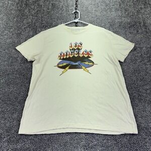 Lucky Brand Shirt Mens Large Cream Los Angeles Record Graphic Tee Music